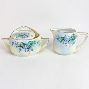 Vintage Rosenthal Bavaria Donatello Sugar Bowl with Lid and Creamer Set Gold Rim